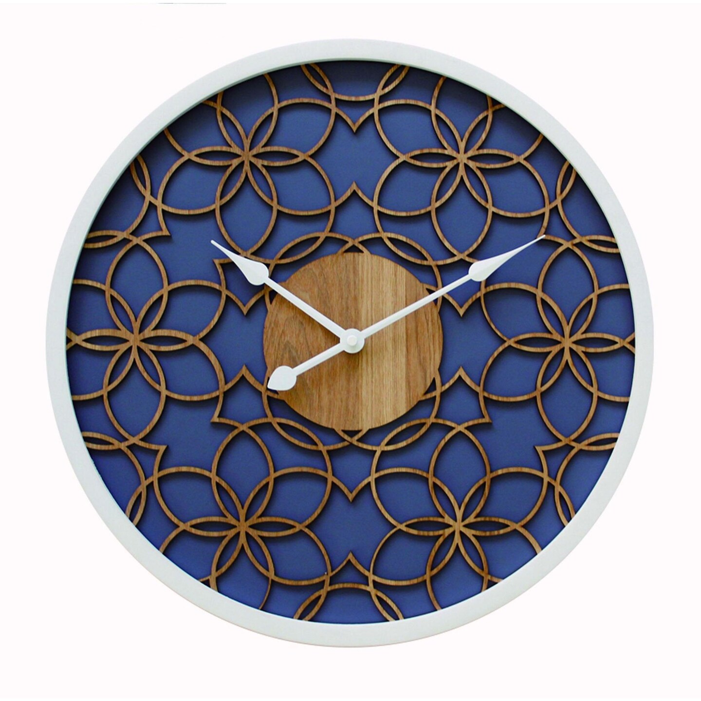 Hermle 16&#x22; Blue and Brown Floral Round Wall Clock