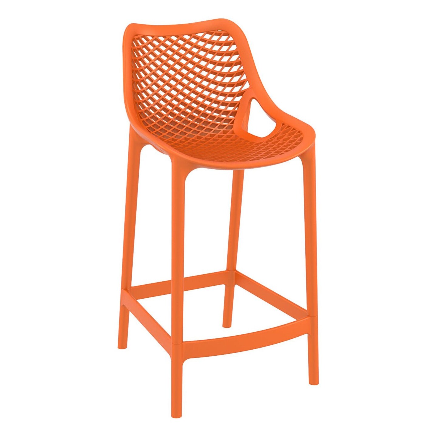 Luxury Commercial Living 37.5&#x22; Orange Solid Patio Resin Counter Stool