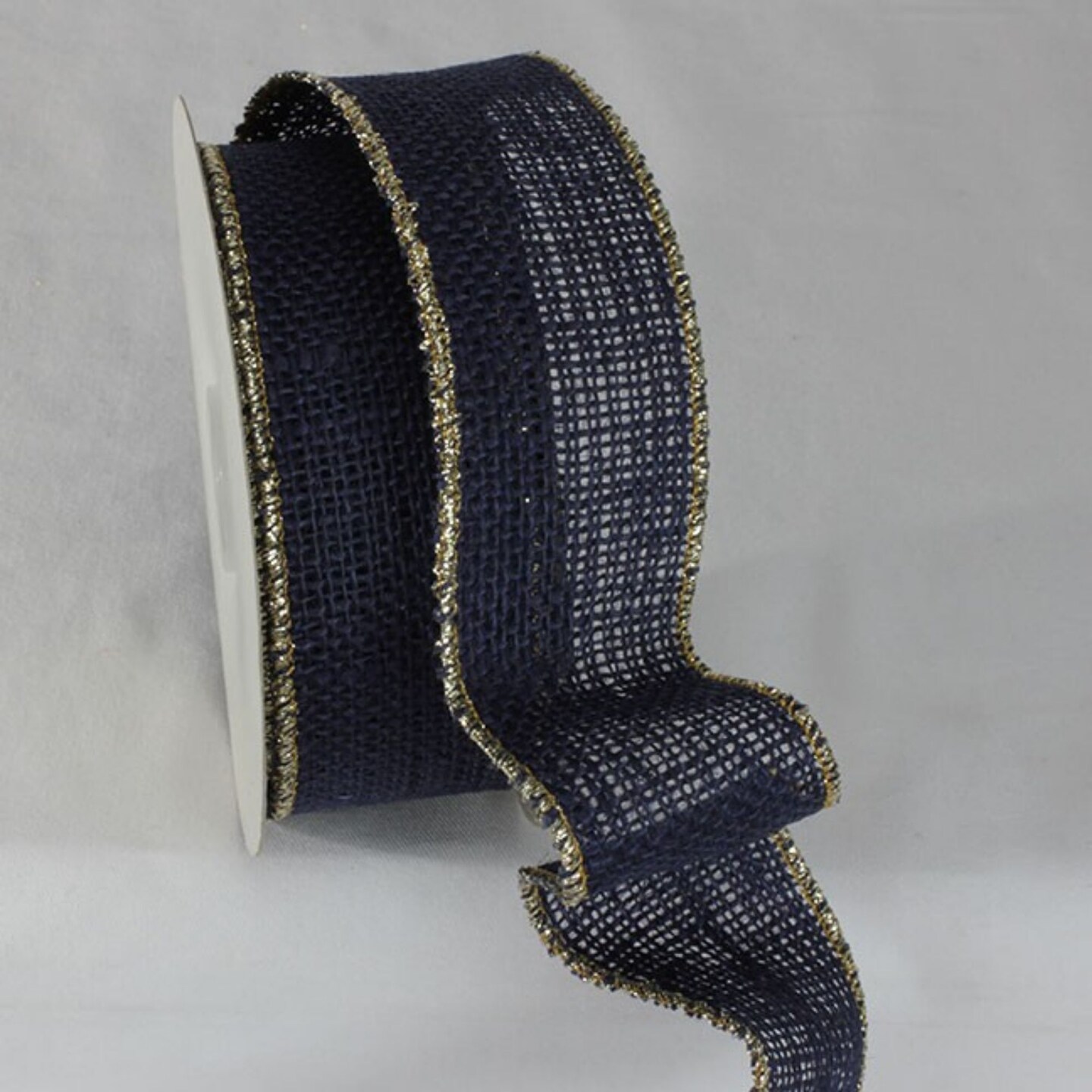 The Ribbon People Blue and Gold Colored Wired Edge Burlap Ribbon 2&#x22; x 11 Yards