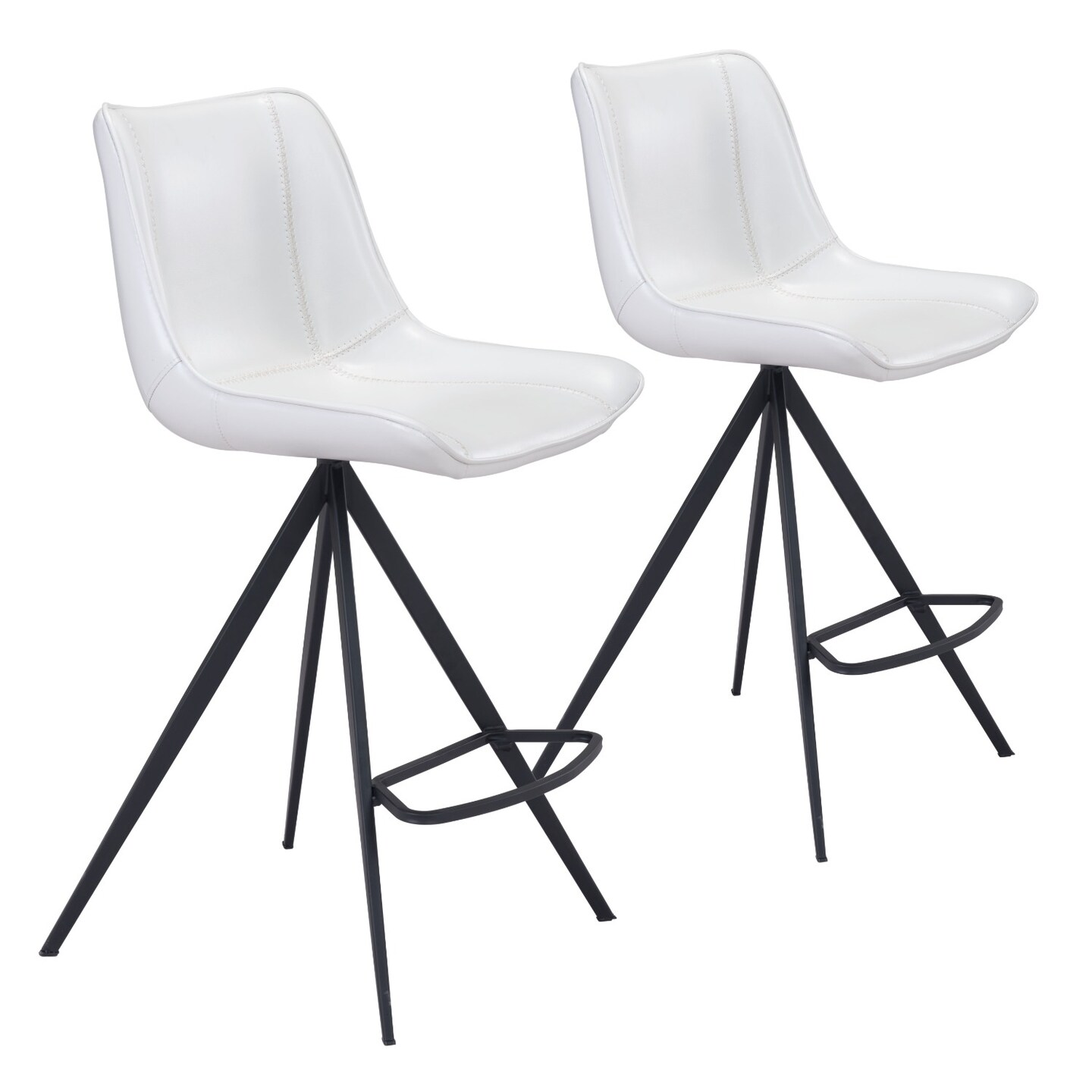 Modern Home Set of 2 White and Black Upholstered Counter Chairs 39&#x22;