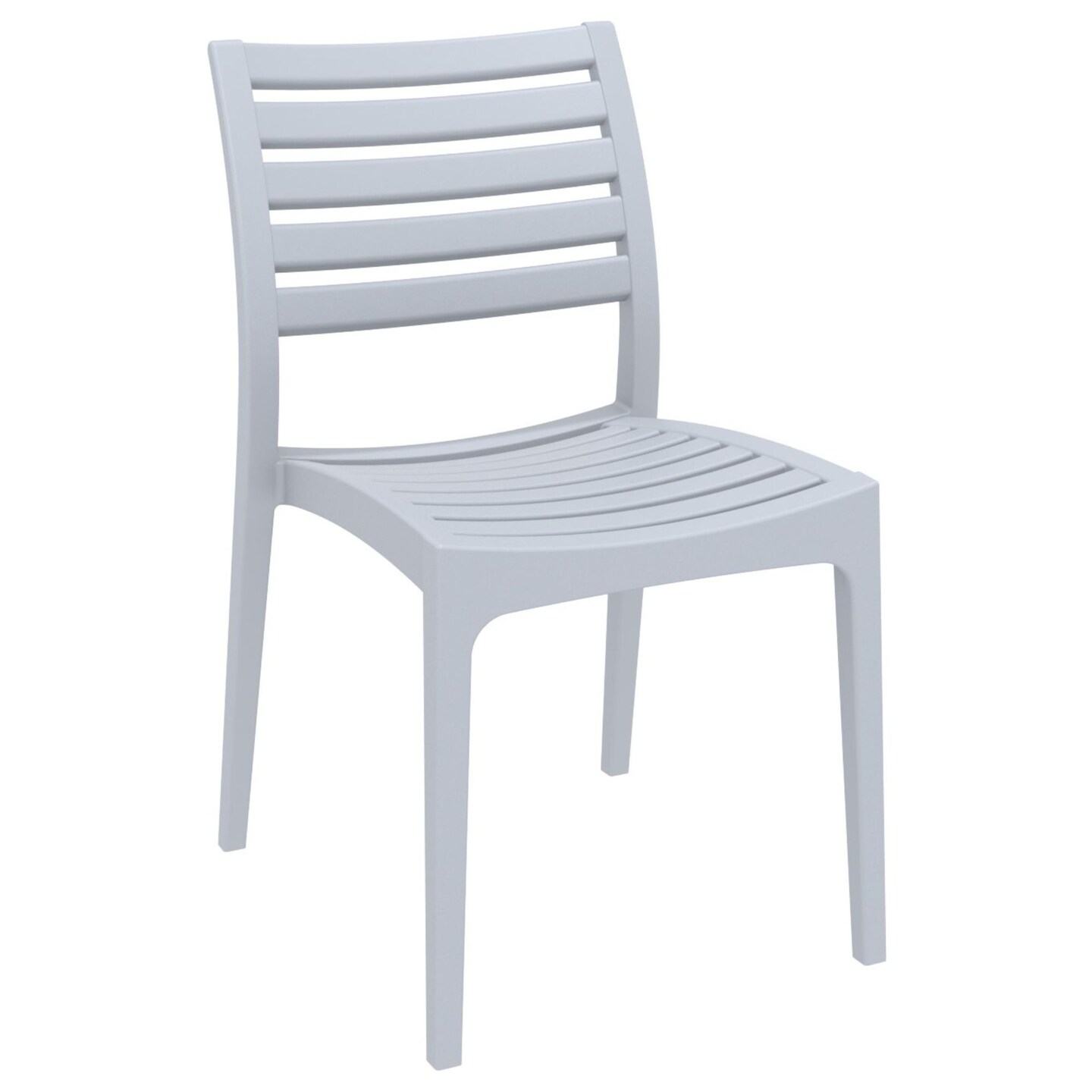 Luxury Commercial Living 33&#x22; Silver Stackable Outdoor Patio Dining Chair