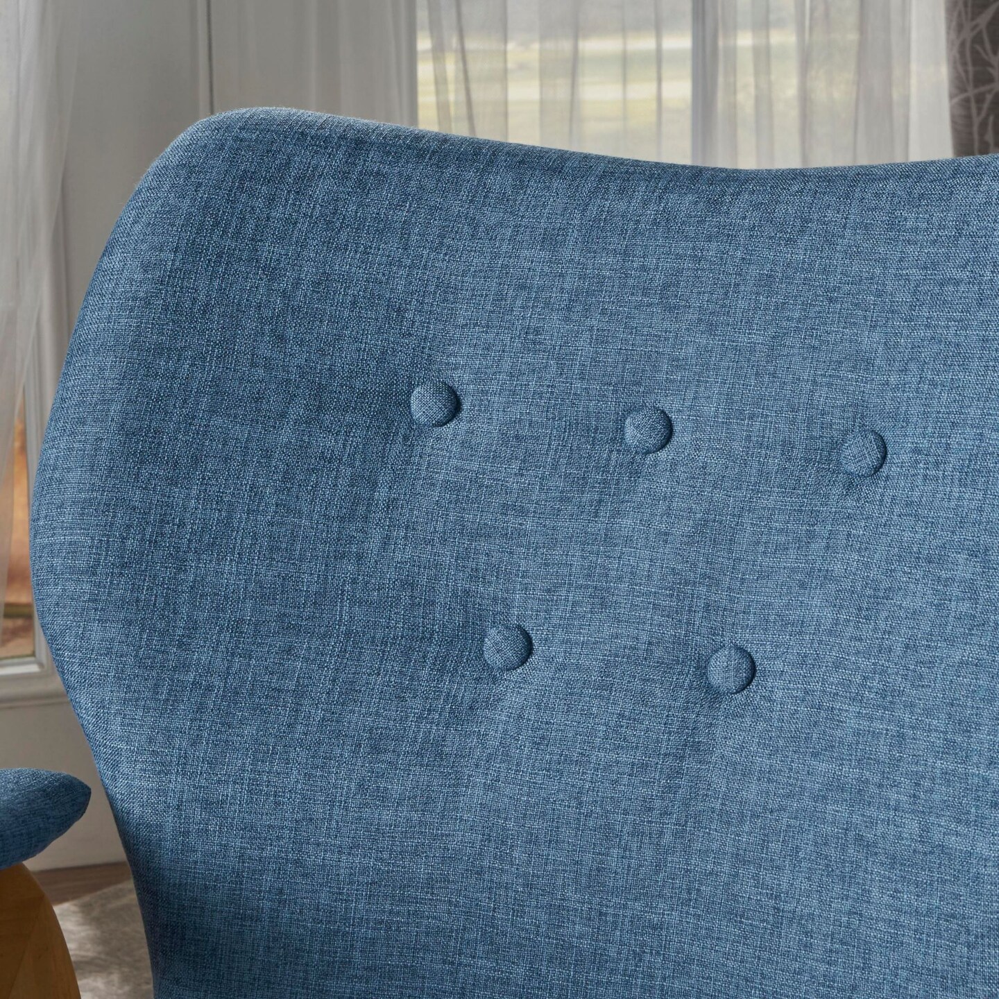 Contemporary Home Living 34.25&#x22; Blue and Brown Contemporary Rocker with Cushion