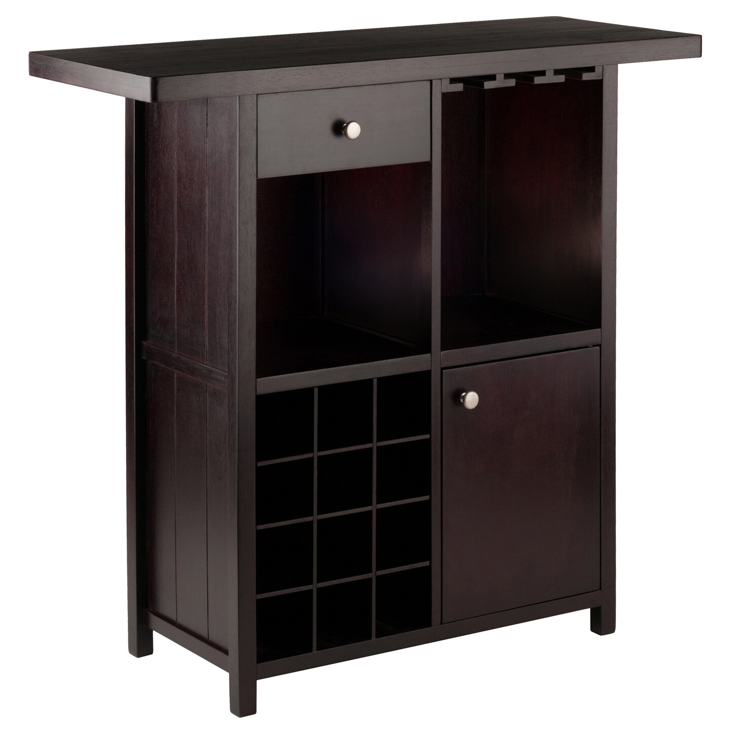 Contemporary Home Living 40" Espresso Elegant Macon Rectangular Wine Bar Cabinet