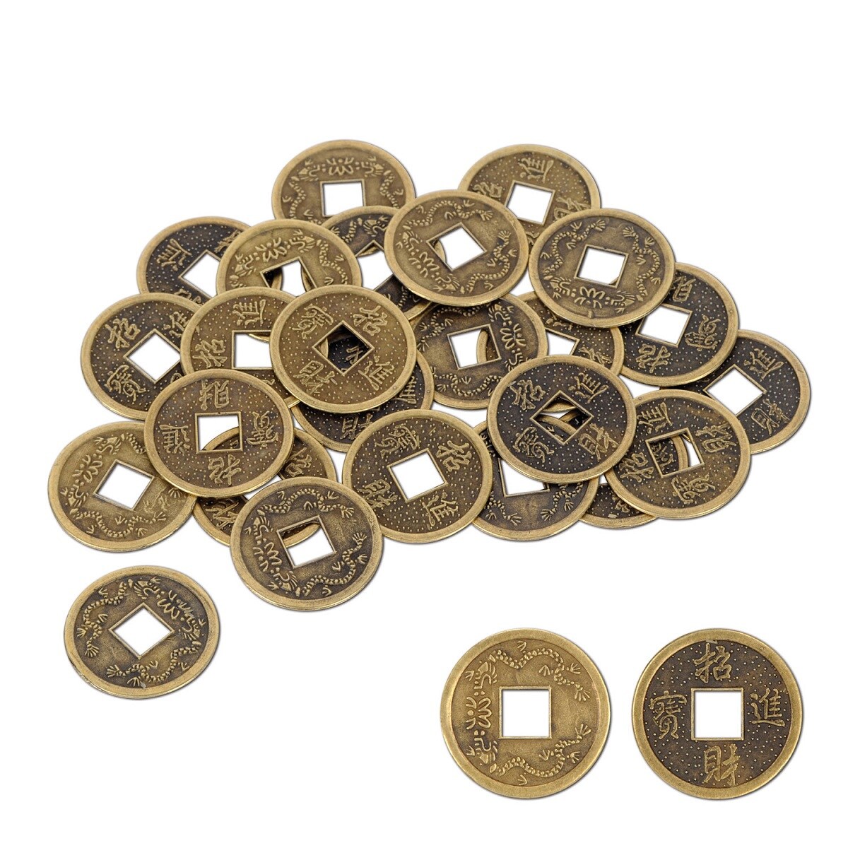 Party Central Club Pack of 12 Bronze Double-Sided Authentic Chinese Good Luck Coins Decors 1"