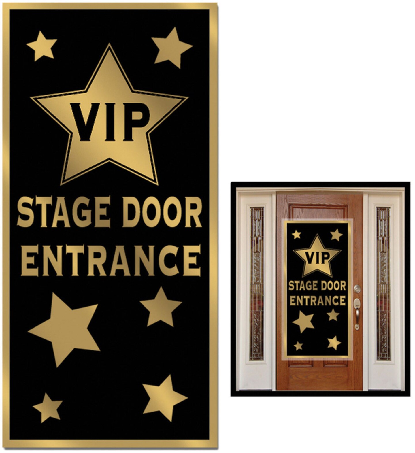 The Costume Center 5' Black and Gold Stars VIP Stage Entrance Door Cover