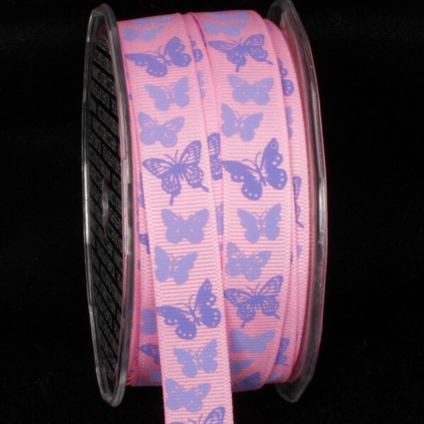 The Ribbon People Pink and Purple Butterflies Wired Craft Ribbon 0.5&#x22; x 54 Yards