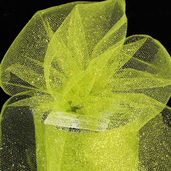 The Ribbon People Lime Green Glitter Contemporary Tulle Craft Ribbon 3&#x22; x 220 Yards