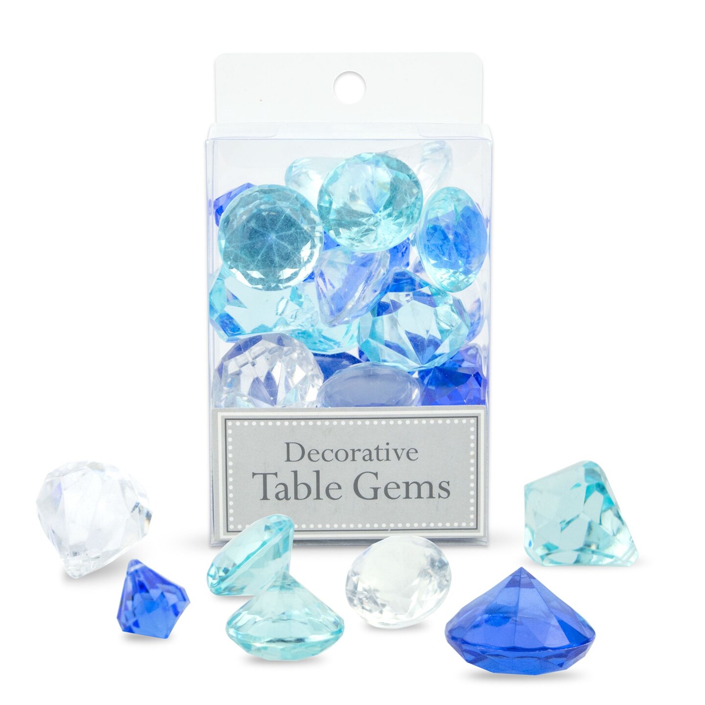 Contemporary Home Living 6&#x22; Royal Blue and Crystal Clear Diamond Shaped Home Decor Table Gems
