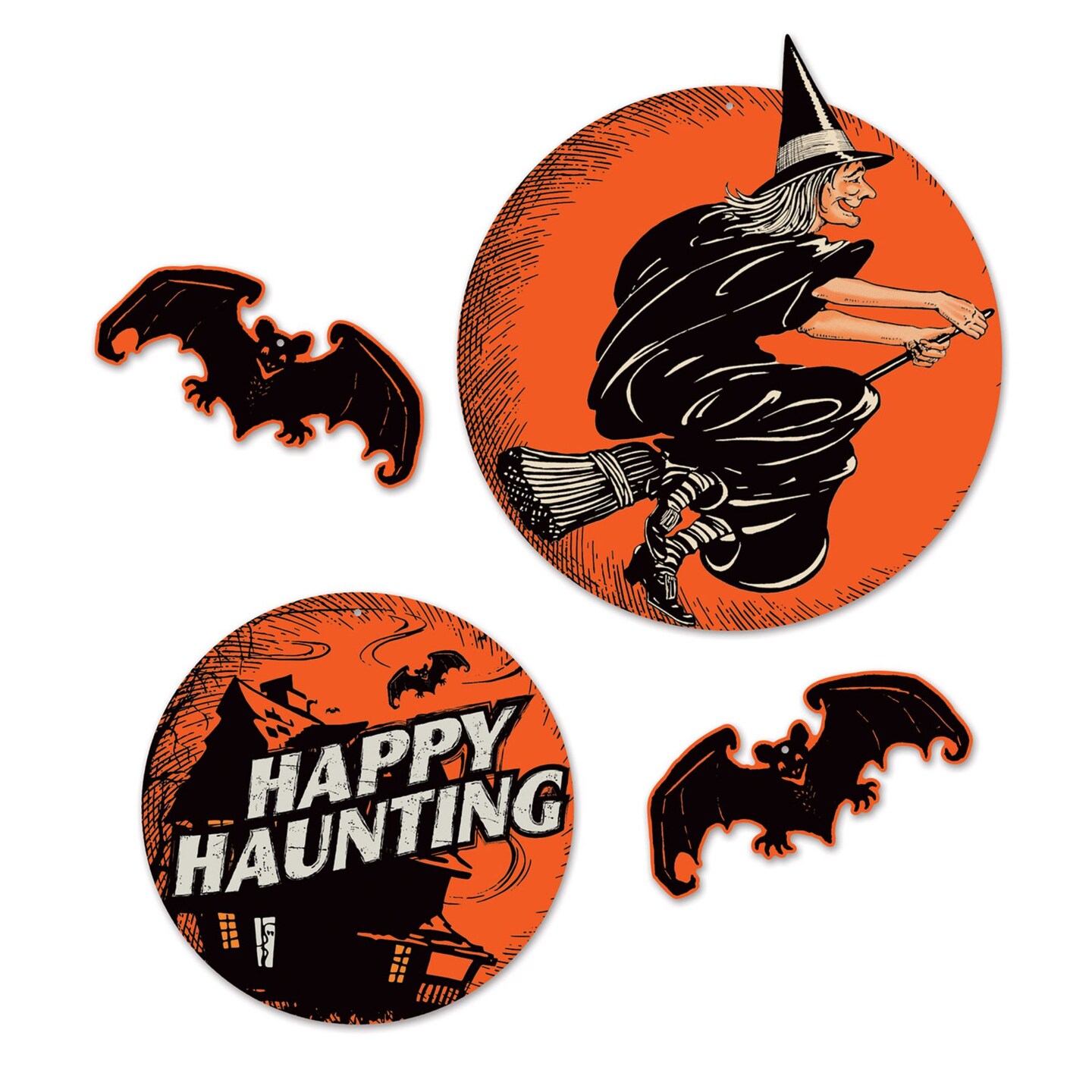 Beistle 22.75" Black, Orange, and White Vintage Halloween Cutouts and Collections