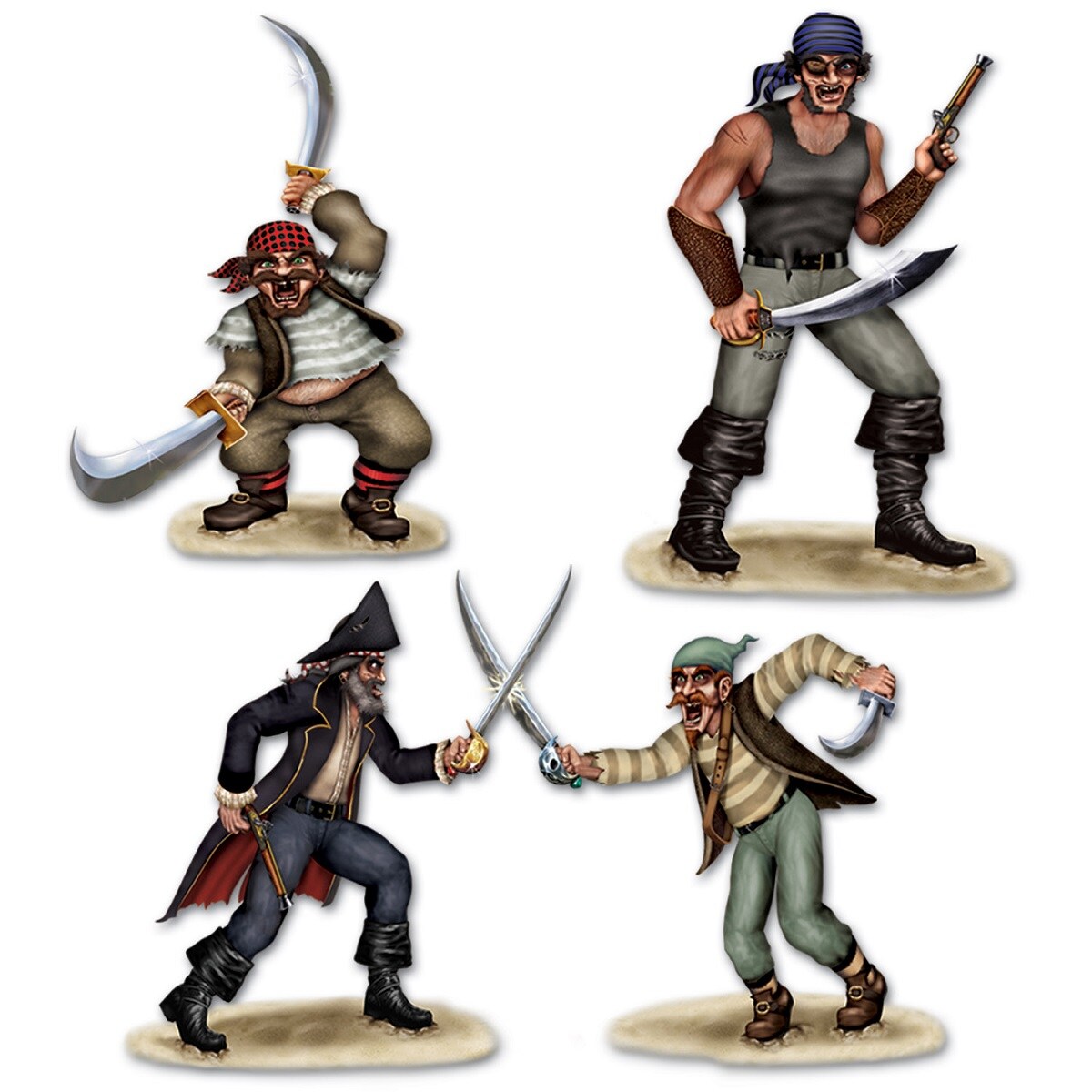 Party Central Club Pack of 36 Brown and Gray Dueling Pirate Wall Decors 47.5&#x22;