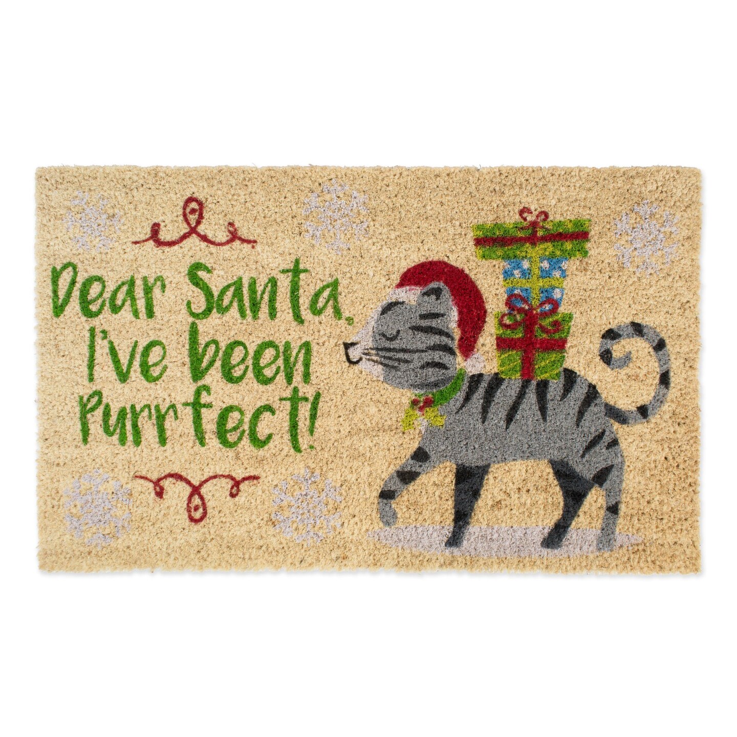 Contemporary Home Living Beige and Gray Christmas Rectangular Doormat 18&#x22; x 30&#x22;