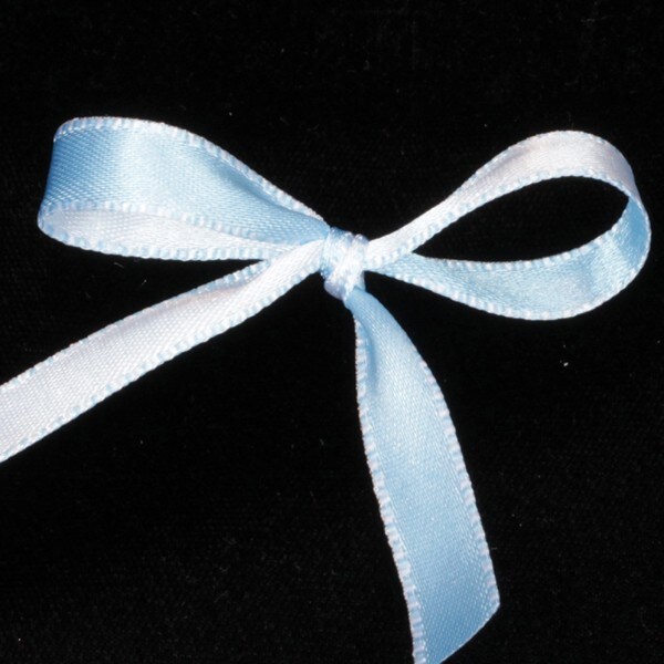 The Ribbon People Blue and White Double Sided Craft Ribbon with Stitch Edge 0.25" x 110 Yards
