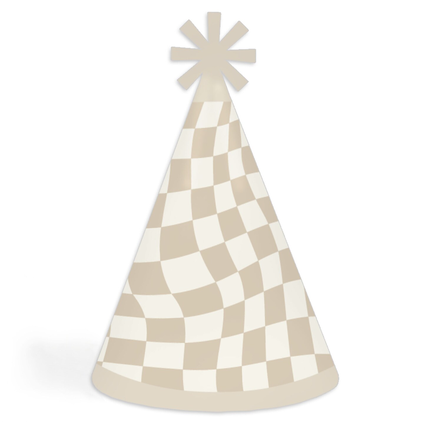 Big Dot of Happiness Tan Checkered Party Cone Happy Birthday