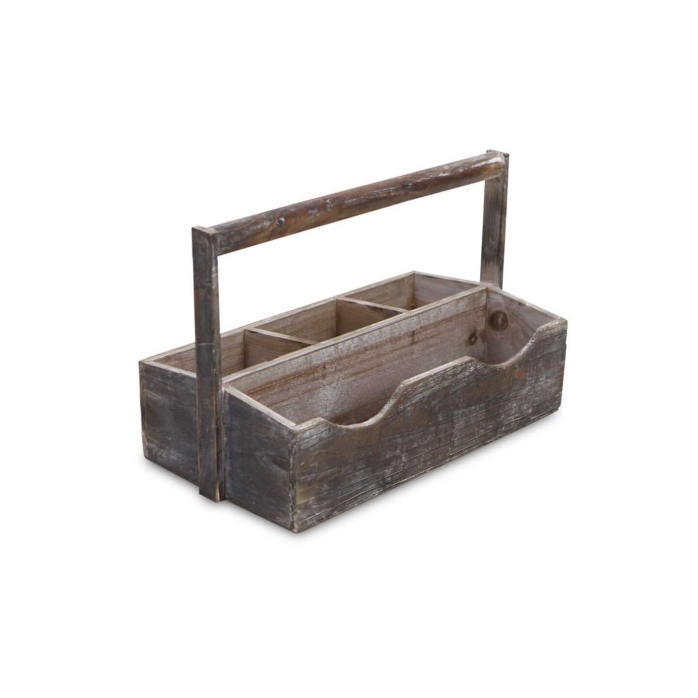 Contemporary Home Living 14.75&#x22; Brown Wooden Garden Utensil Tool Holder with Center Handle