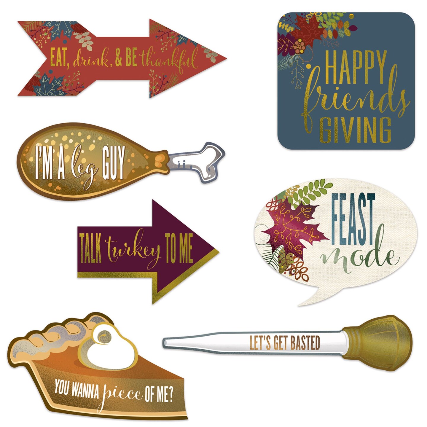Beistle Warm and Vibrant Paper Foil Friendsgiving Photo Fun Thanksgiving Signs - 11&#x22;