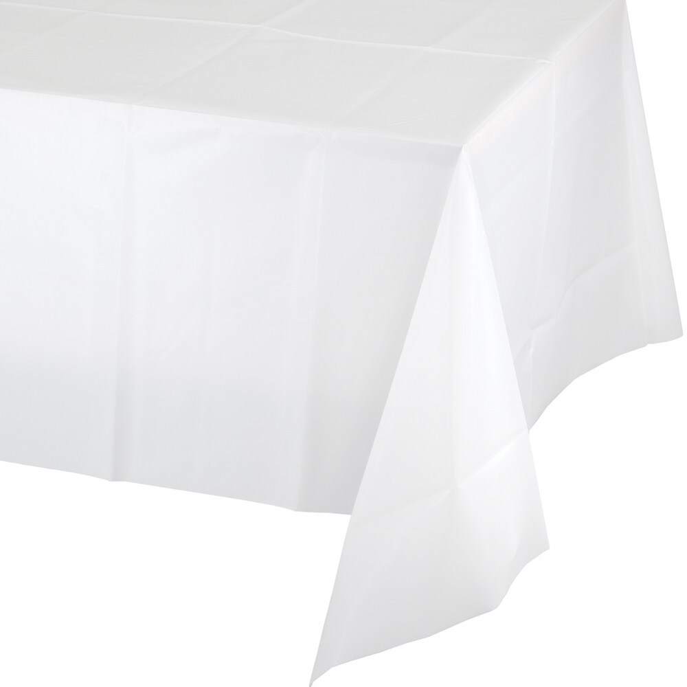 Party Central Club Pack of 12 White Disposable Plastic Table Cloth Covers 9&#x27;