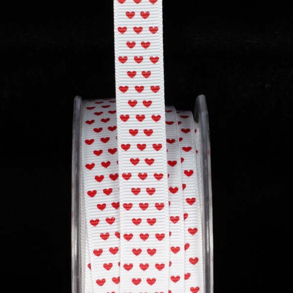 The Ribbon People White and Red Heart Craft Ribbon 0.5&#x22; x 54 Yards