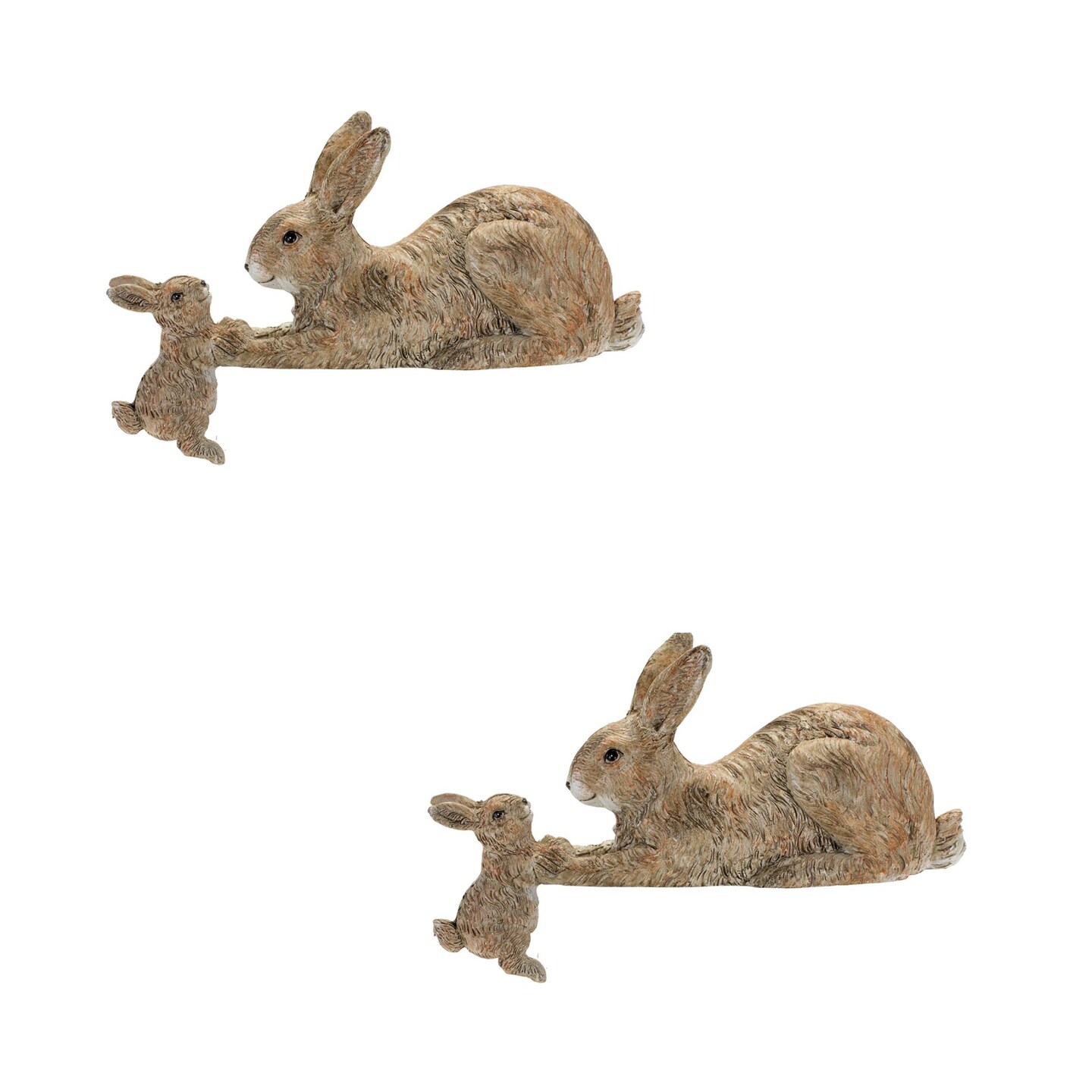 Melrose Mother Rabbit with Bunny Figurines - 8.75&#x22; - Brown and White - Set of 2