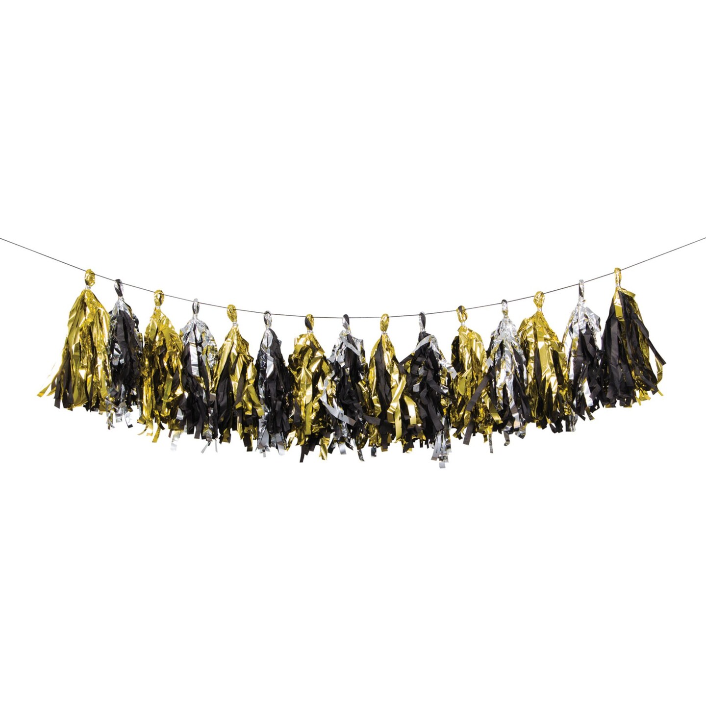 Party Central Pack of 6 Silver and Gold Celebration Tassel Garlands 96&#x22;