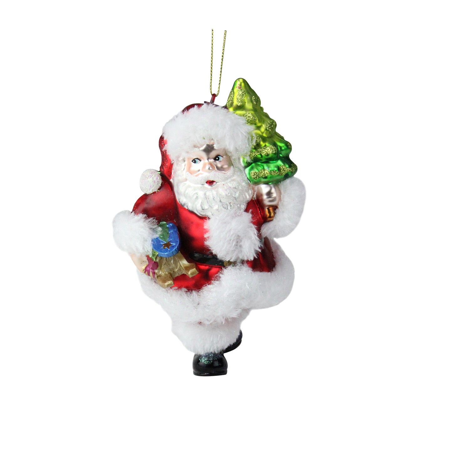 Northlight 6&#x201D; White and Red Glitter Accented Santa Claus Glass Christmas Ornament