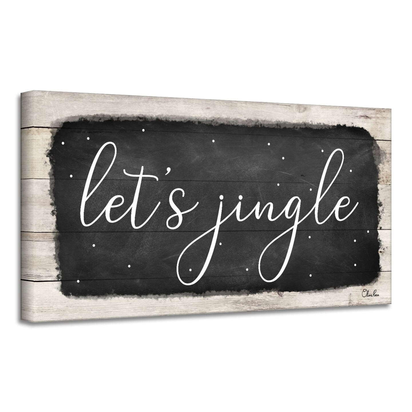 Crafted Creations Black and White &#x27;Let&#x27;s Jingle&#x27; Christmas Canvas Wall Art Decor 12&#x22; x 24&#x22;