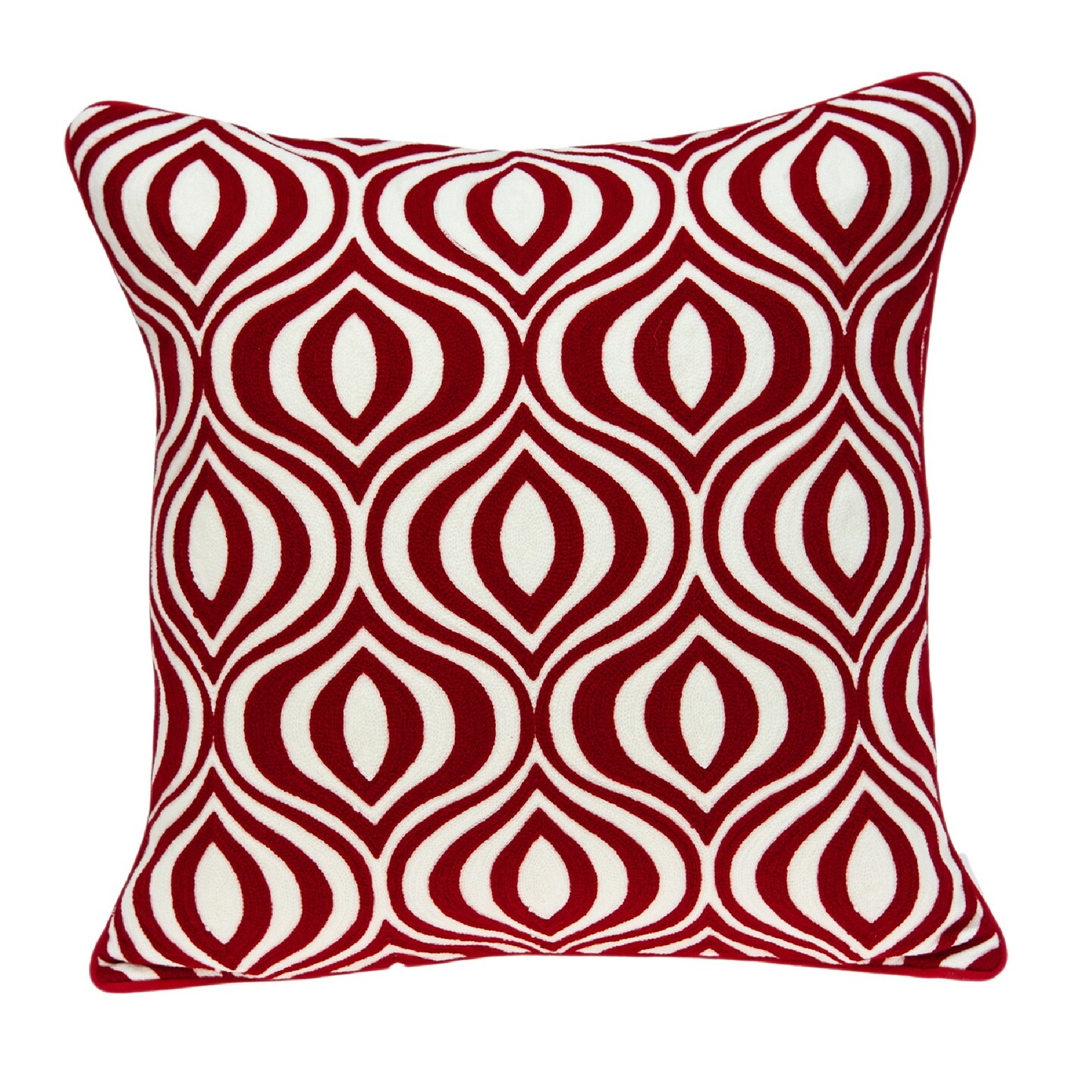 Nassau Collection 20&#x22; Red and White Ogee Throw Pillow