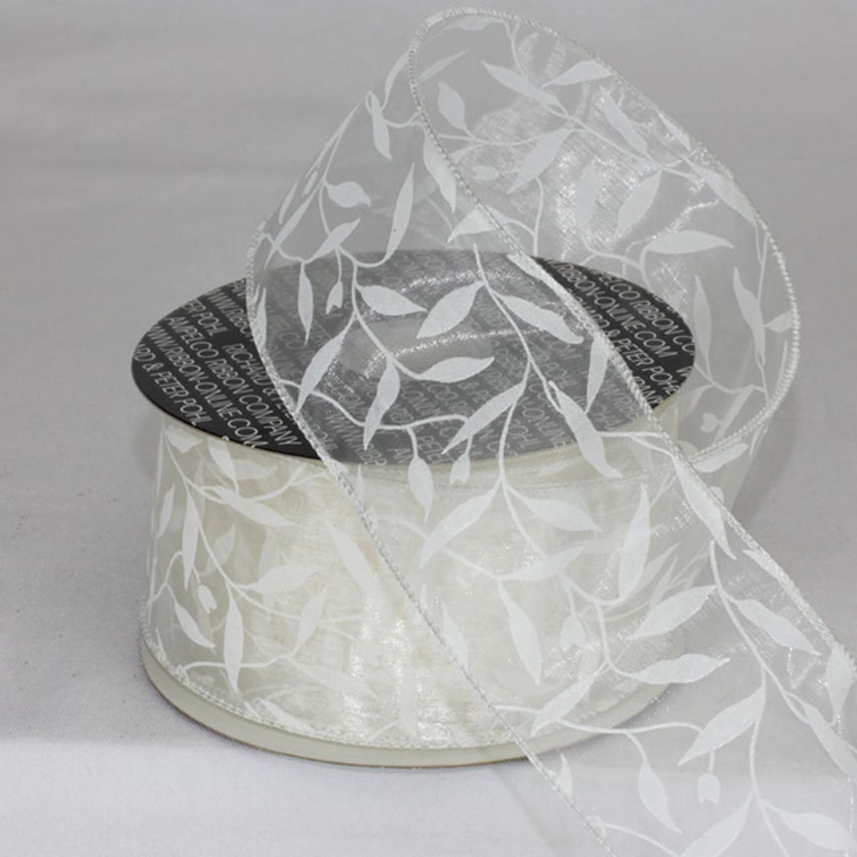The Ribbon People Ivory Foliage Ribbed Wired Craft Ribbon 2.5&#x22; x 20 Yards