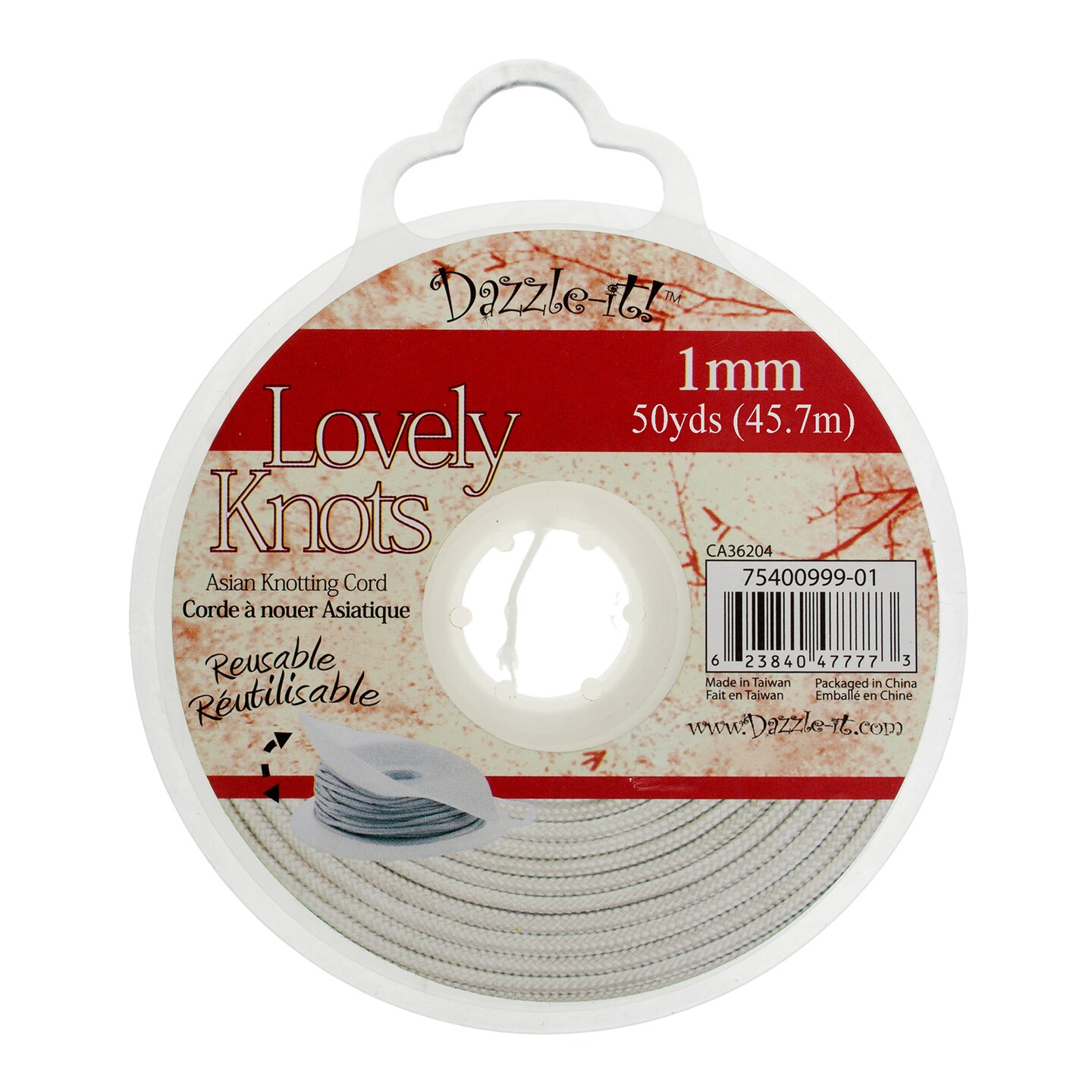 John Bead Lovely Knots 1mm Asian Knotting Cord with Bobbin, 50yds