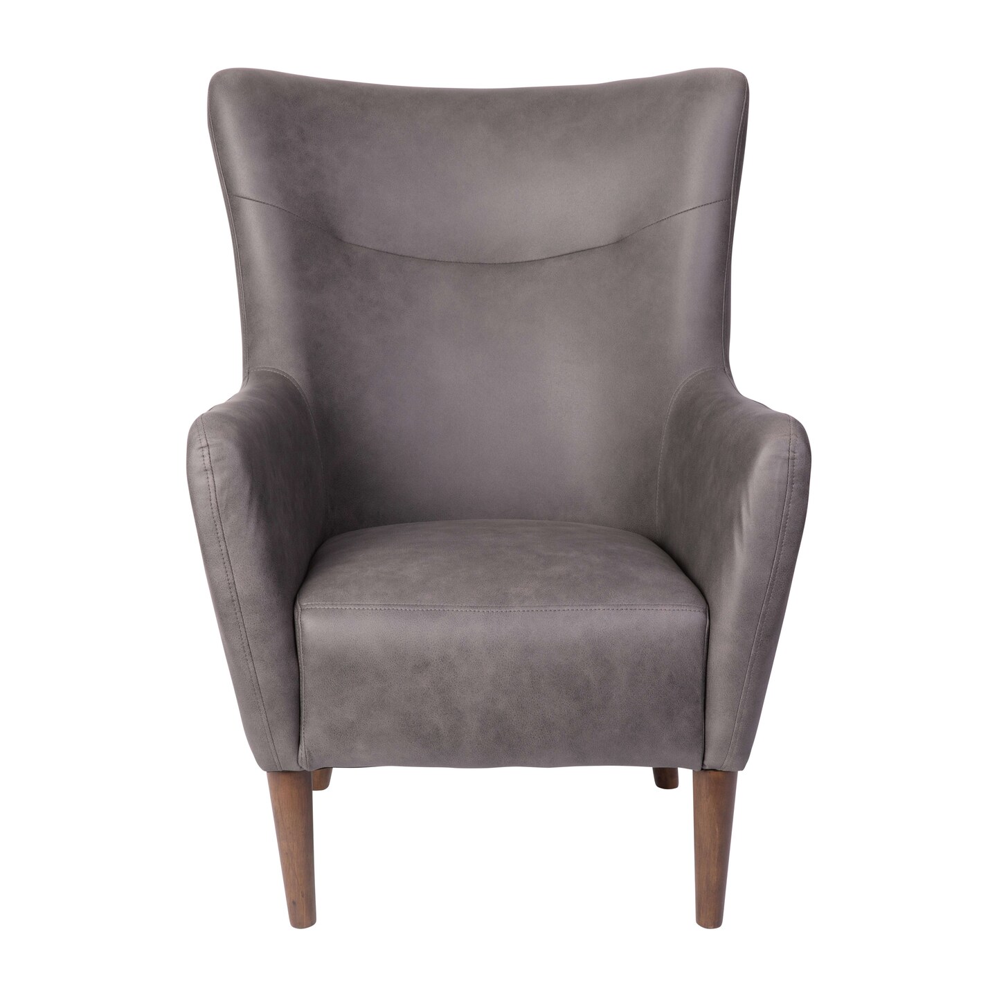 Merrick Lane Regal Traditional Wingback Accent Chair, Faux Leather Upholstery and Wooden Frame and Legs