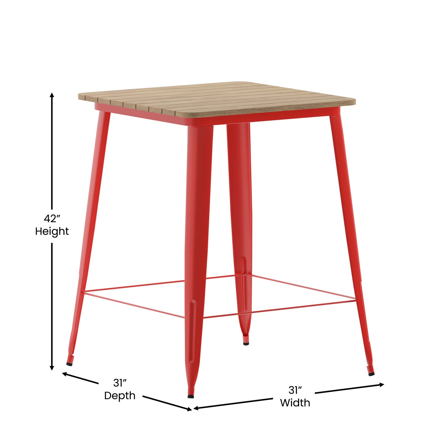 Merrick Lane Dryden Indoor/Outdoor Bar Top Table, 31.5&#x22; Square All Weather Poly Resin Top with Steel base