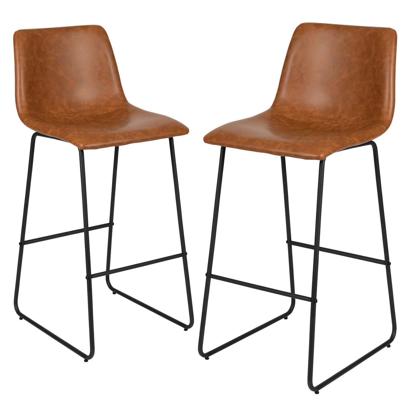 Merrick Lane 30 inch Faux Bar Height Bucket Seat Stools, Set of 2