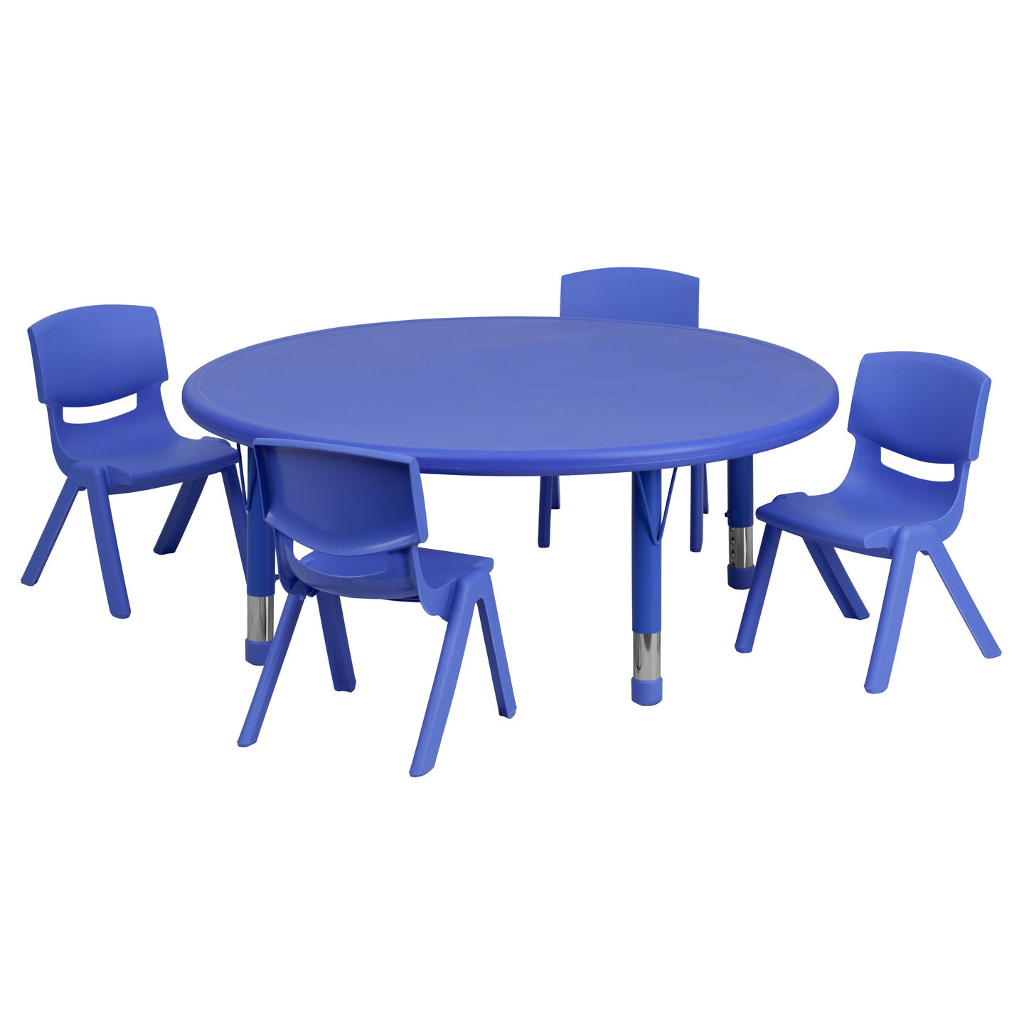 Emma and Oliver 45" Round Plastic Height Adjustable Activity Table Set with 4 Chairs