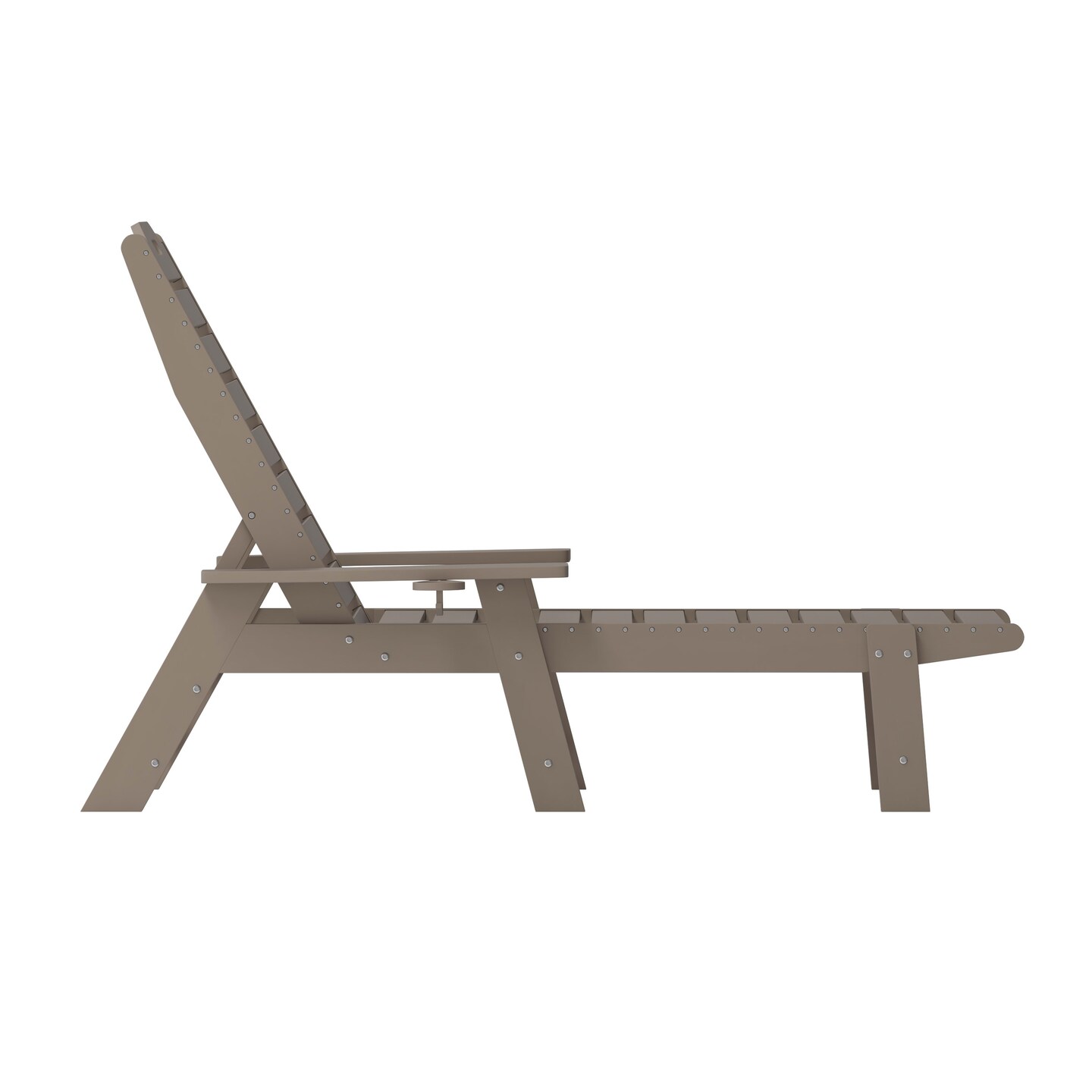 Merrick Lane Gaylord Adjustable Adirondack Lounger with Cup Holder- All-Weather Indoor/Outdoor HDPE Lounge Chair