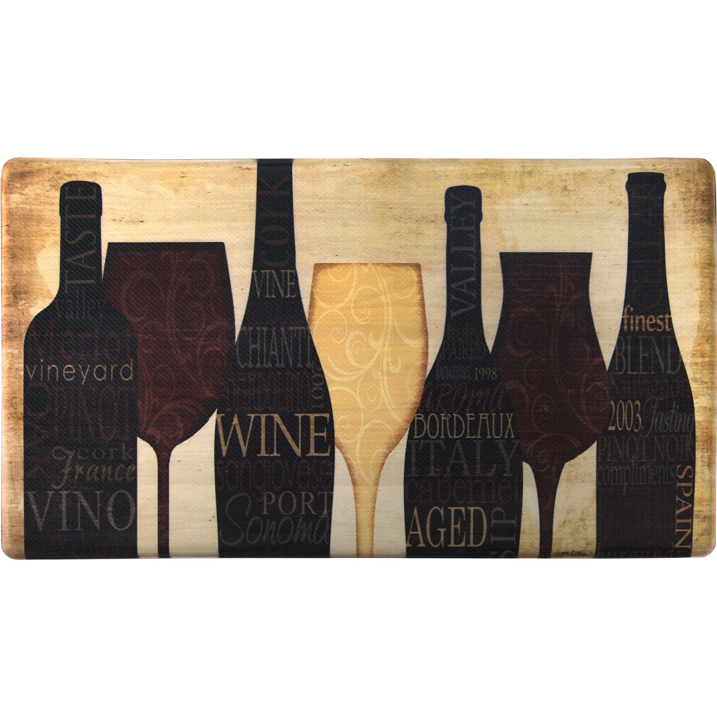 Oversized 20&#x22;x36&#x22; Feel at Ease Anti-Fatigue Kitchen Mat (Wine Silhouette)