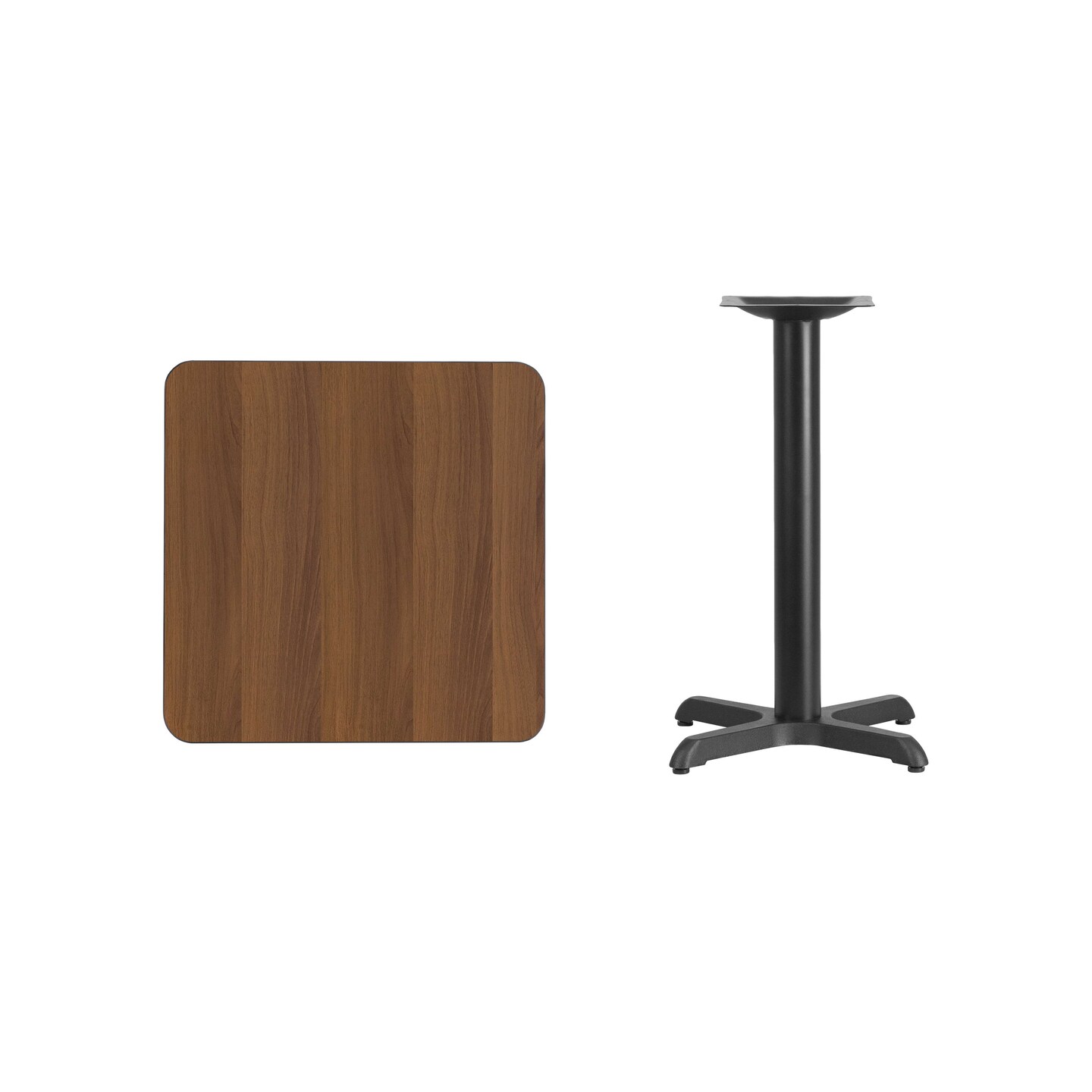 Emma and Oliver 24" Square Laminate Table Top with 22"x22" Table Height Base