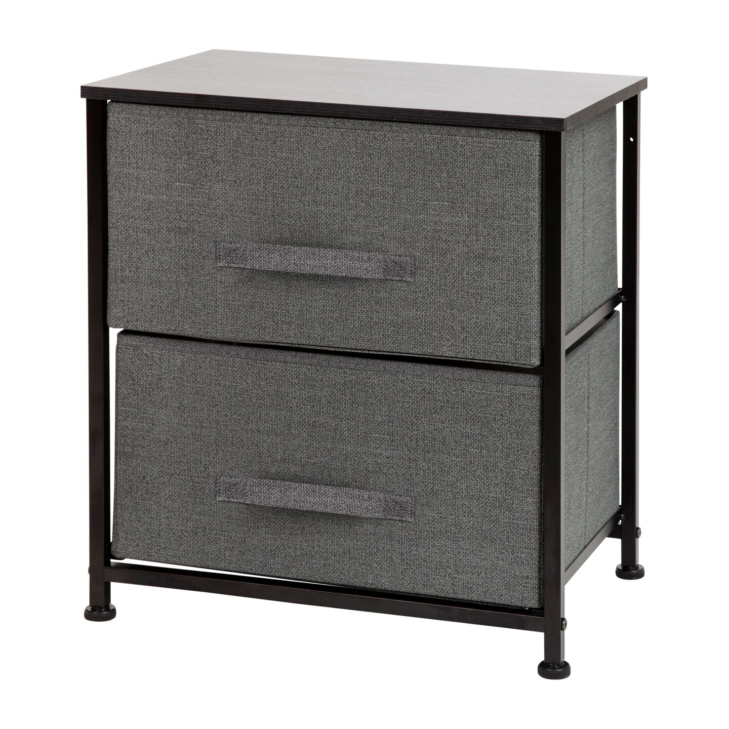 Emma + Oliver 2 Drawer Storage Stand with Black Wood Top & Dark