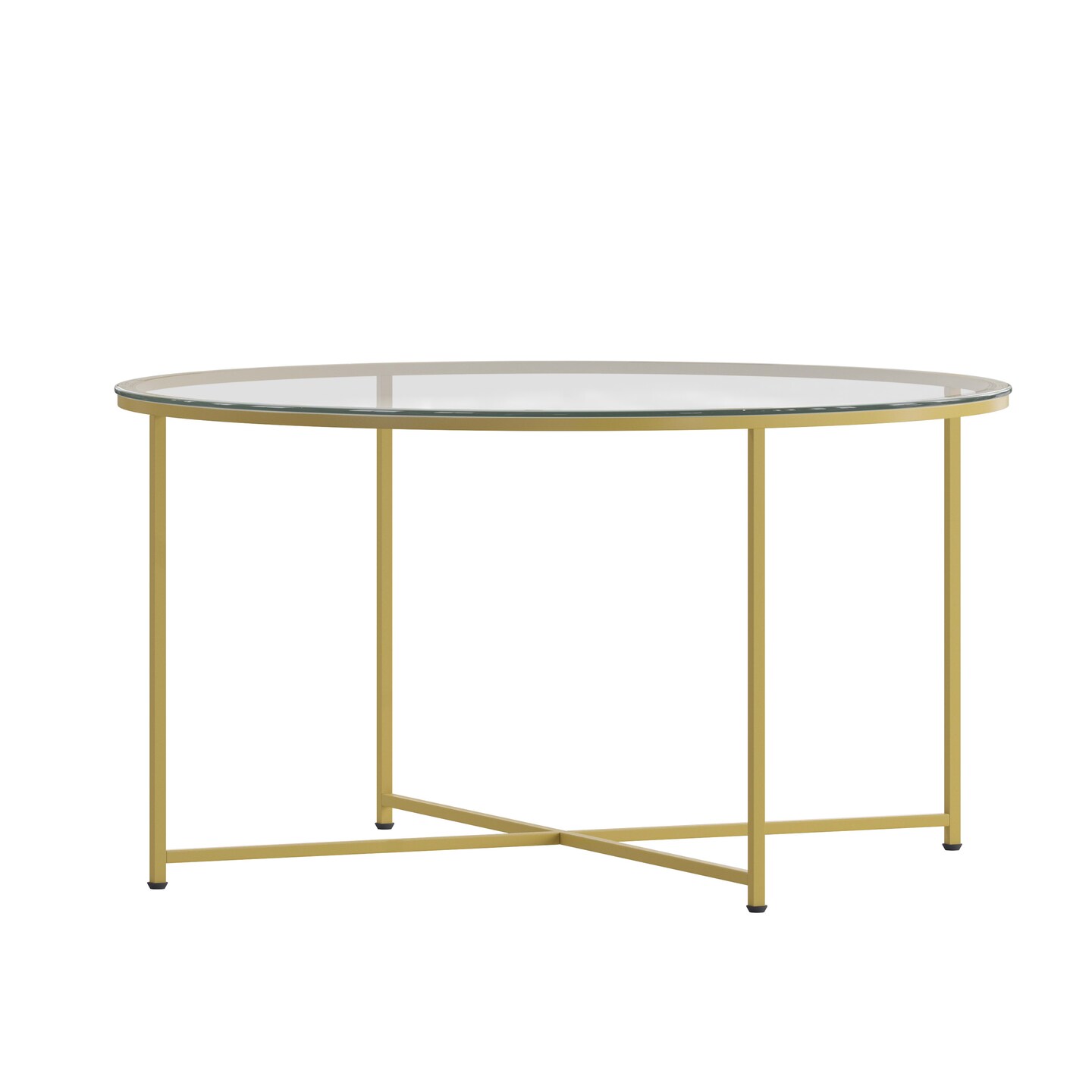 Merrick Lane Fairdale Coffee Table with Round Cross Brace Frame
