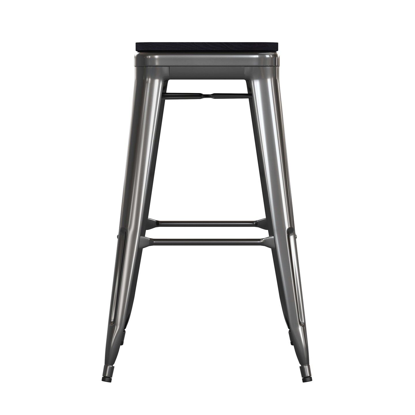 Emma and Oliver Kam Backless Metal Indoor-Outdoor Stool with All-Weather Polystyrene Seat