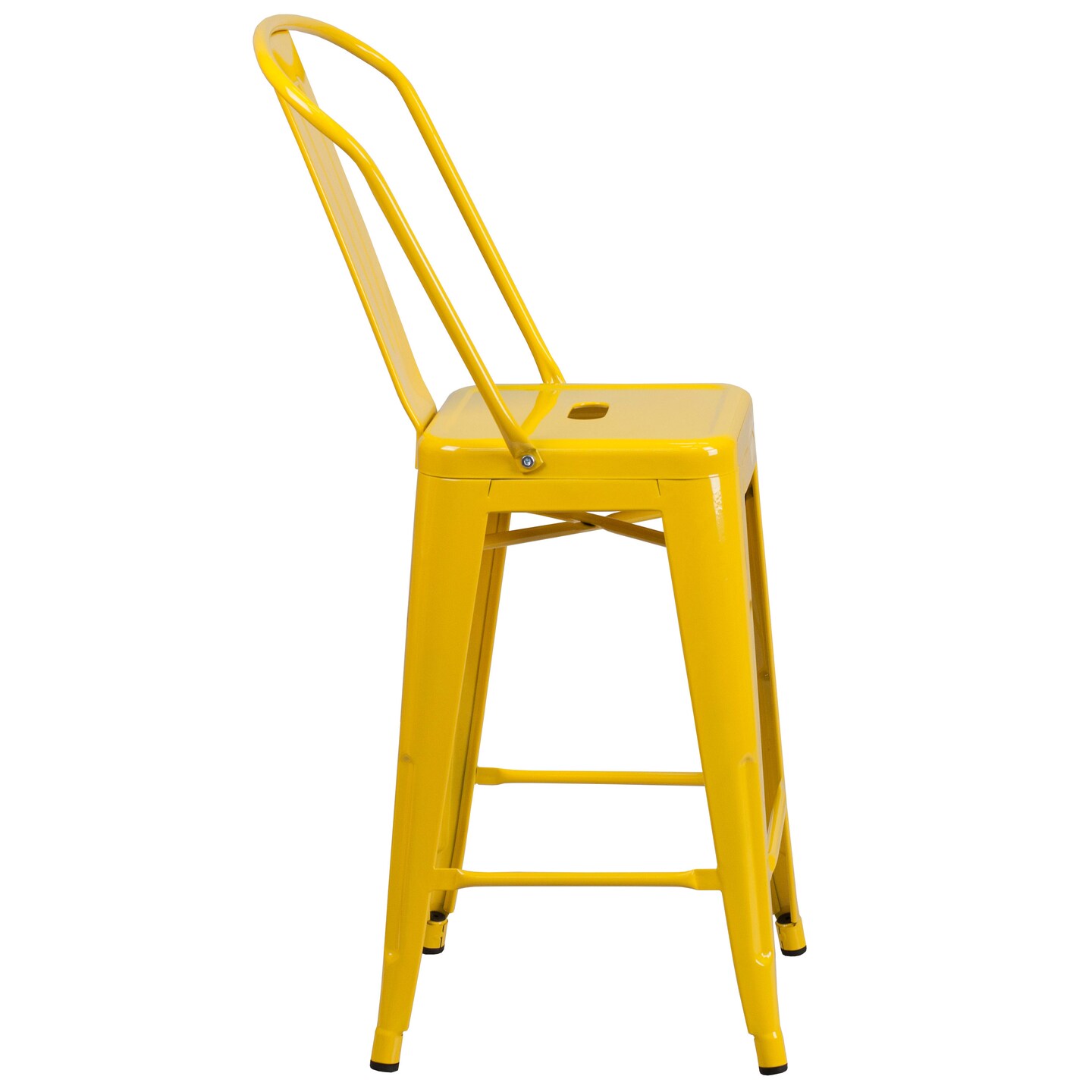Merrick Lane Dothan Series Metal Stool with Removable Back for Indoor-Outdoor Use