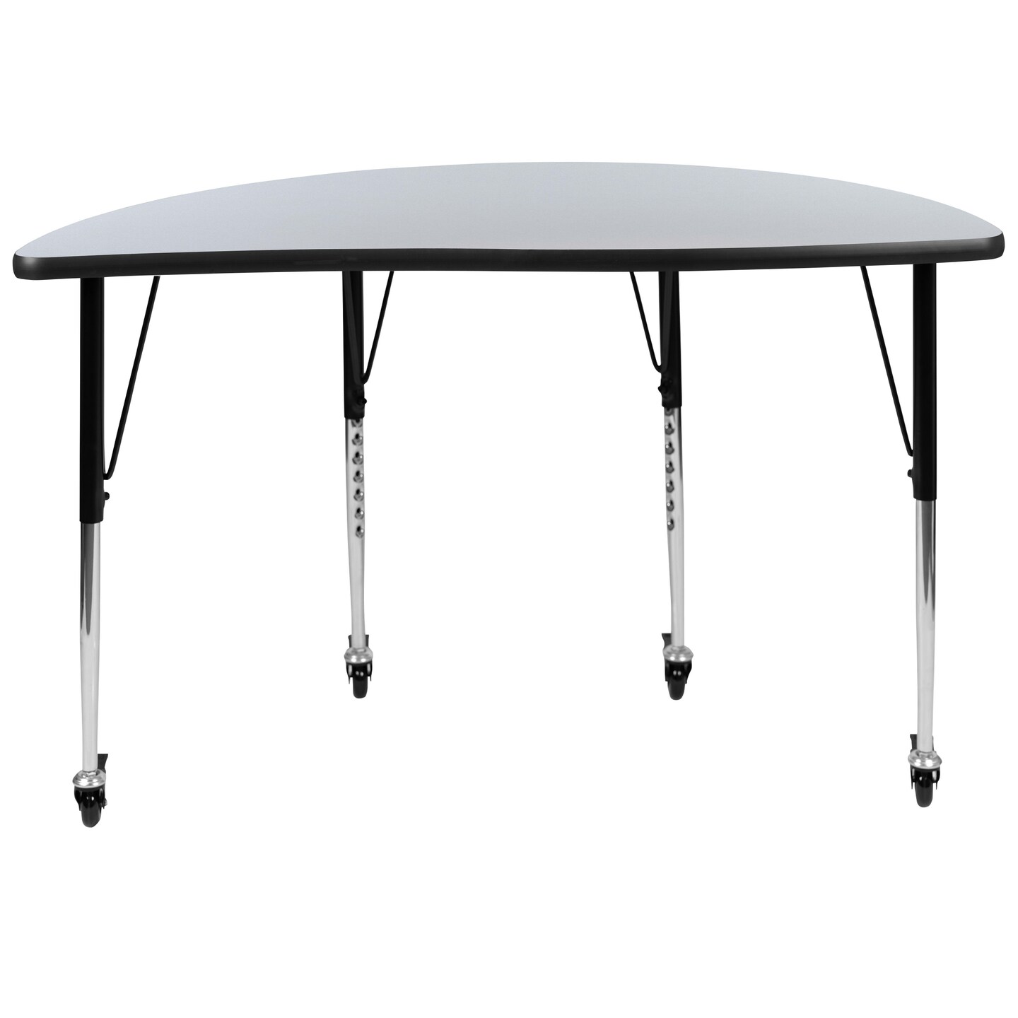 Emma and Oliver Mobile 47.5&#x22; Half Circle Wave Flexible Collaborative Adjustable Height Activity Table