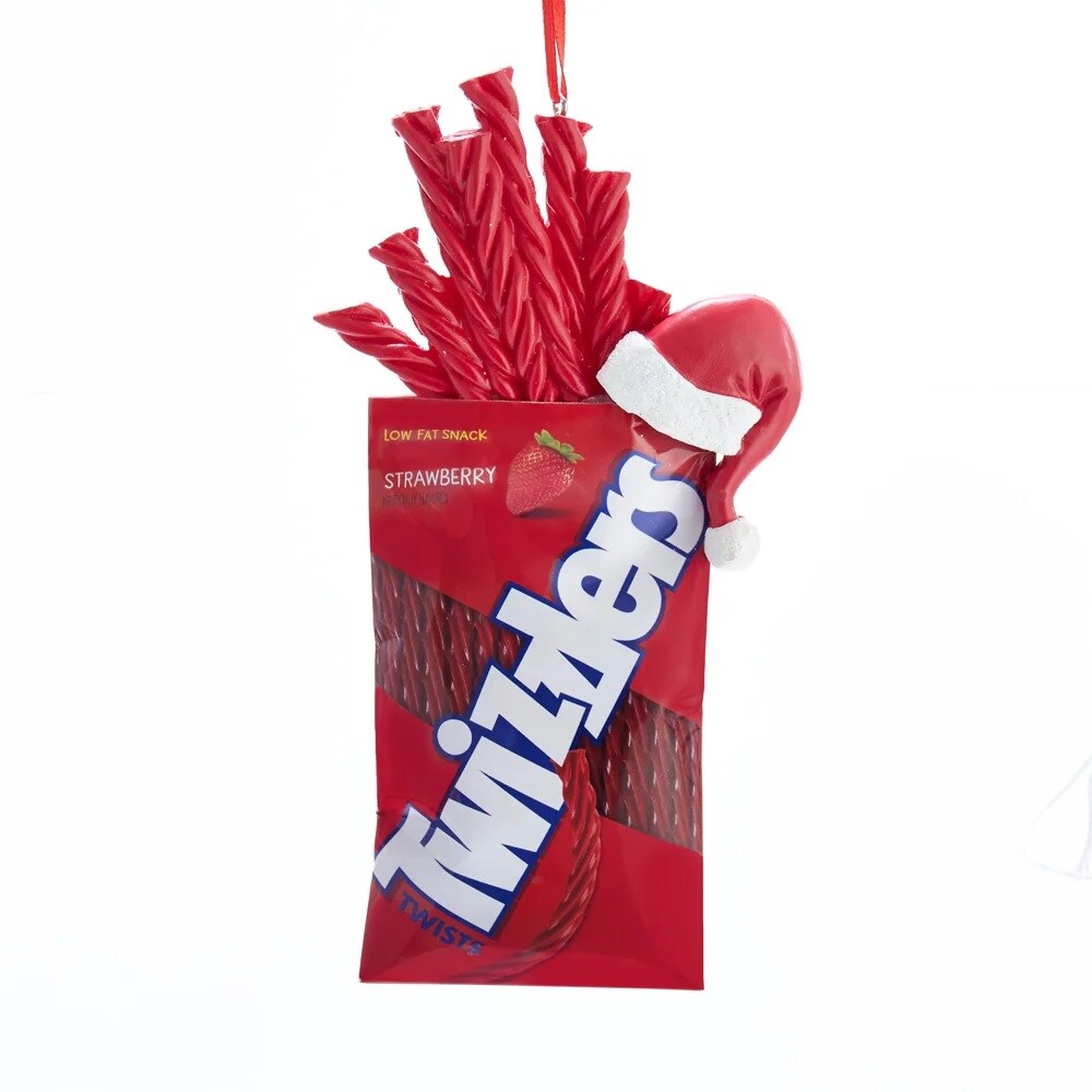 KSA Pack of 12 Hershey&#x27;s &#x22;Twizzlers&#x22; with Santa Hat Christmas Ornaments 5.75&#x22;