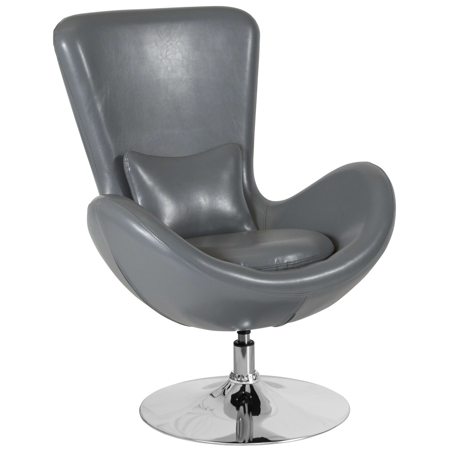 Merrick Lane Soro High-Back Egg Style Lounge Chair With 360° Swivel Metal Base