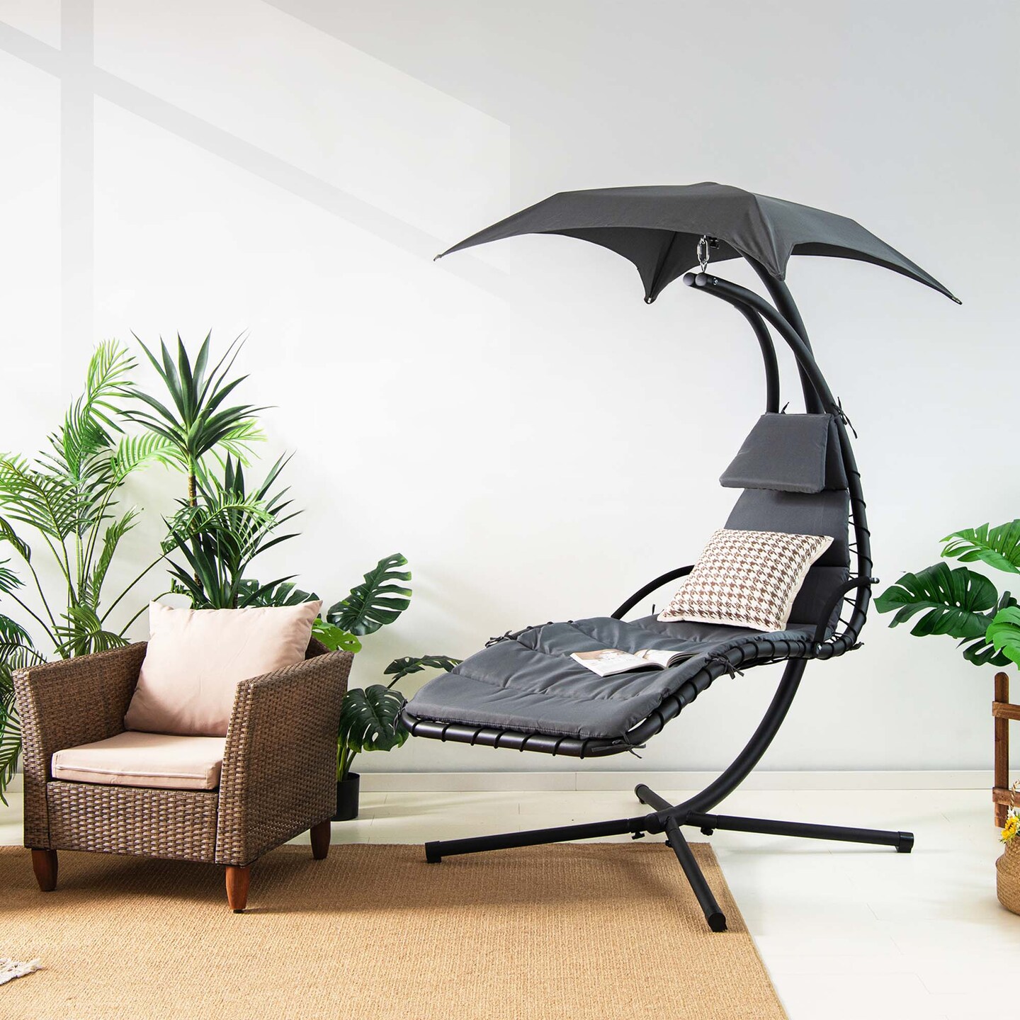 Costway Costway Patio Hanging Lounge Chaise Hammock Chair