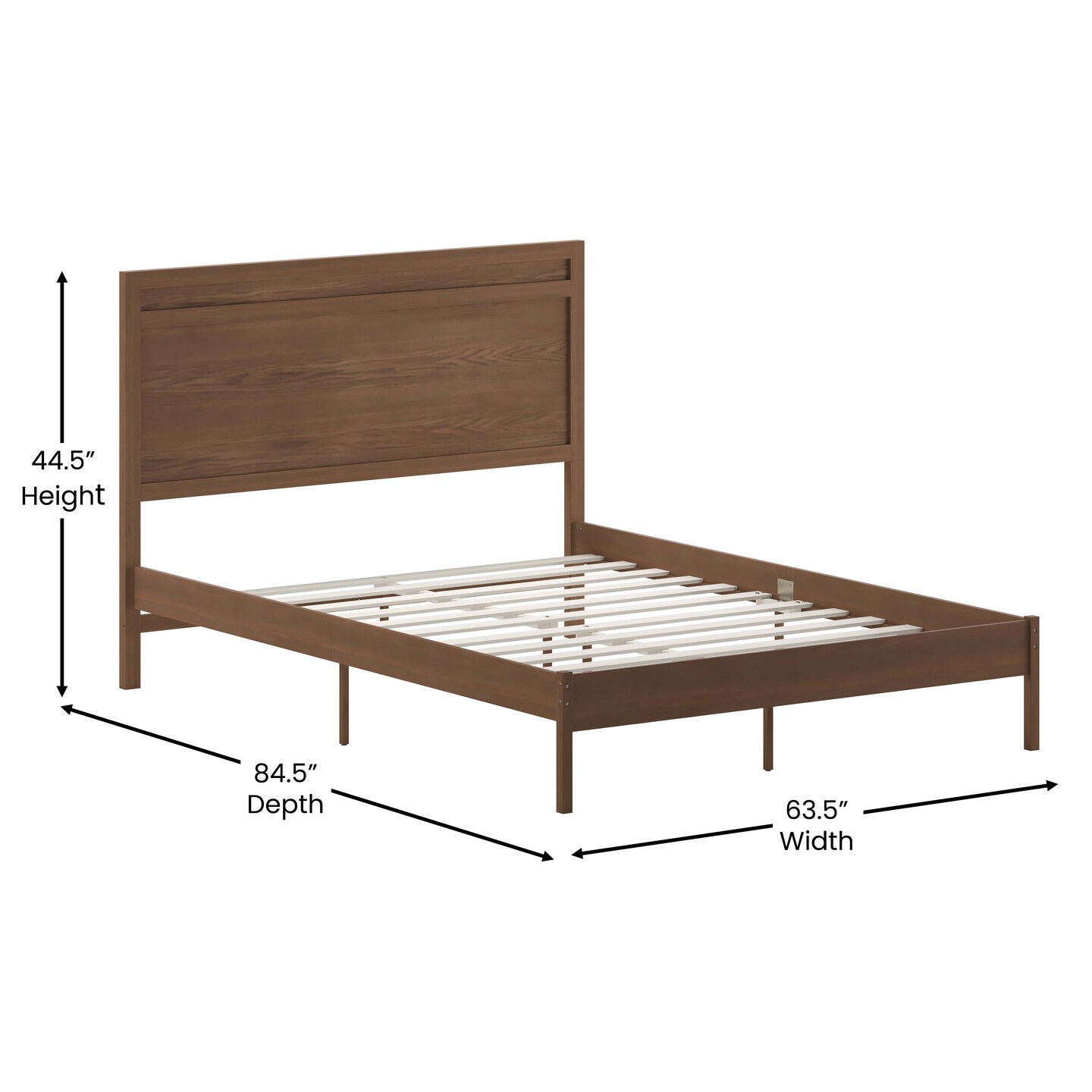 Merrick Lane Somerset Solid Wood Platform Bed with Wooden Slats and Headboard, No Box Spring Needed