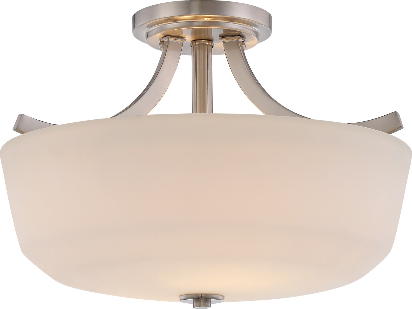 Laguna 2-Light Semi Flush Mounted Light Fixture in Brushed Nickel Finish