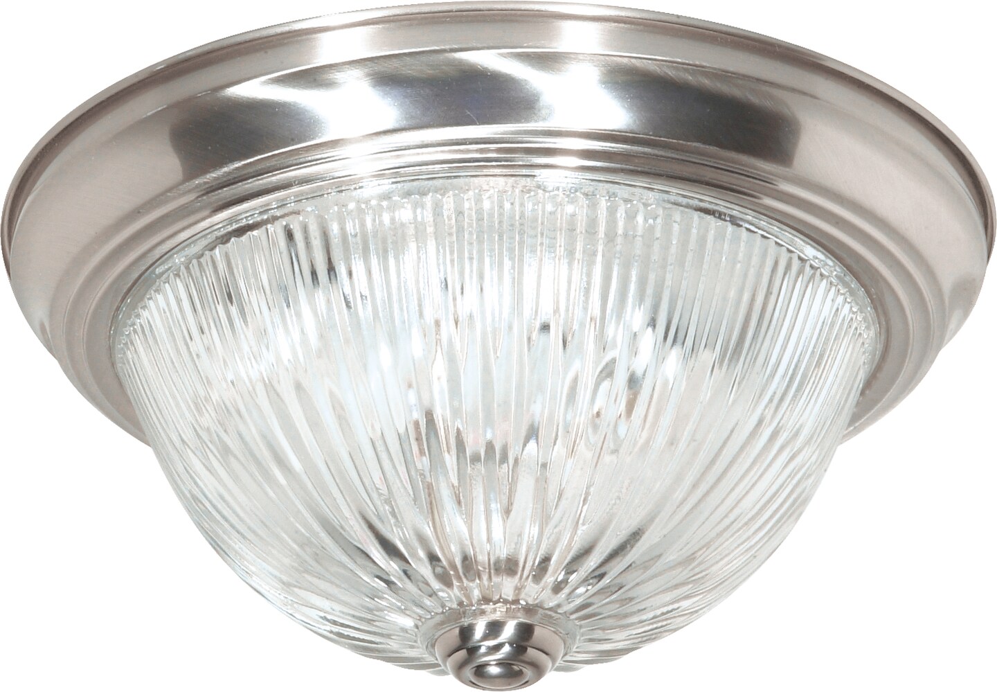 Nuvo 2-Light 13&#x22; Flush Mount Fixture w/ Clear Ribbed Glass in Brushed Nickel