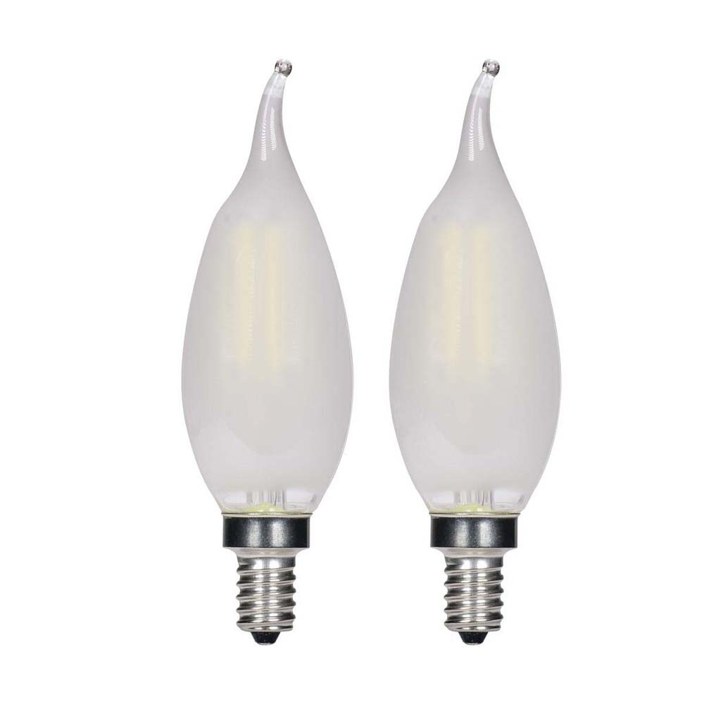 2Pk - Satco 4.5w CA10 Flame LED Filament E12 Base 2700k Dimmable - 40w Equiv