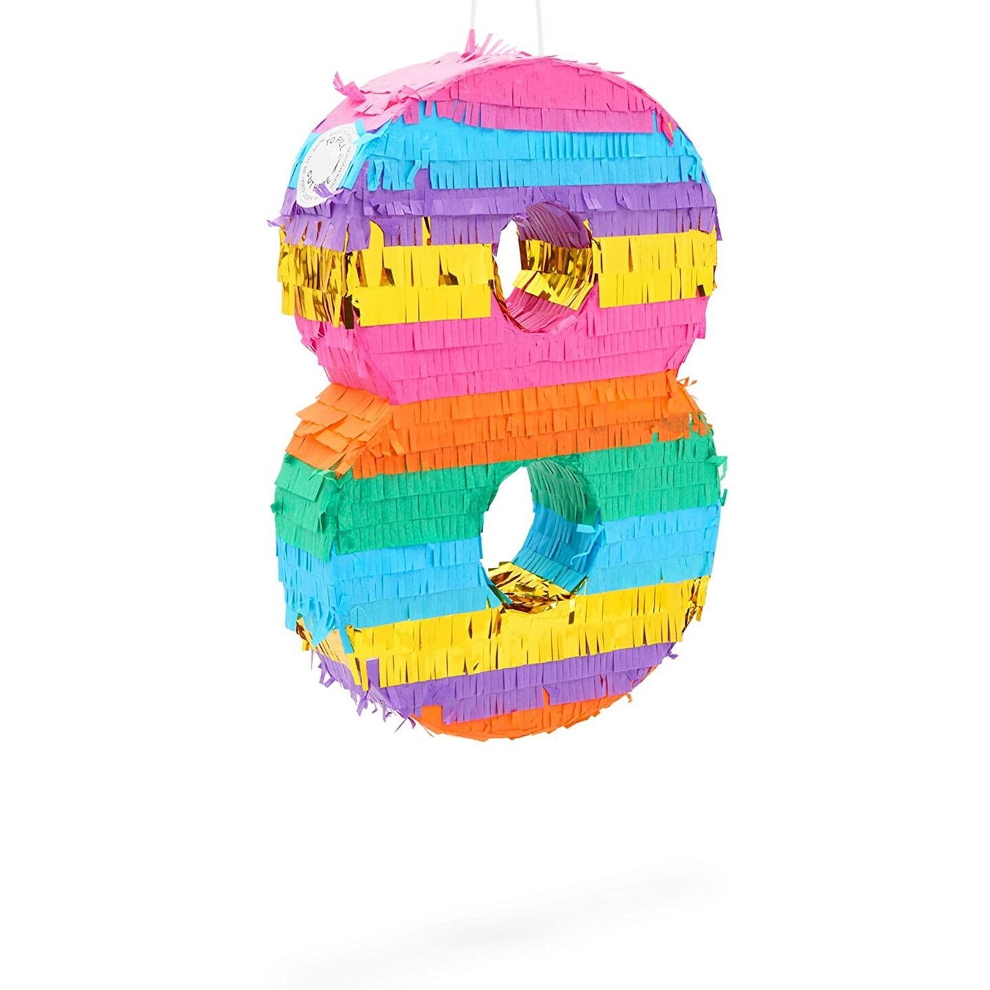 Small Rainbow Pinata for Kid&#x2019;s 8th Birthday Party, Number 8 (11.4 x 16.5 x 3 In)