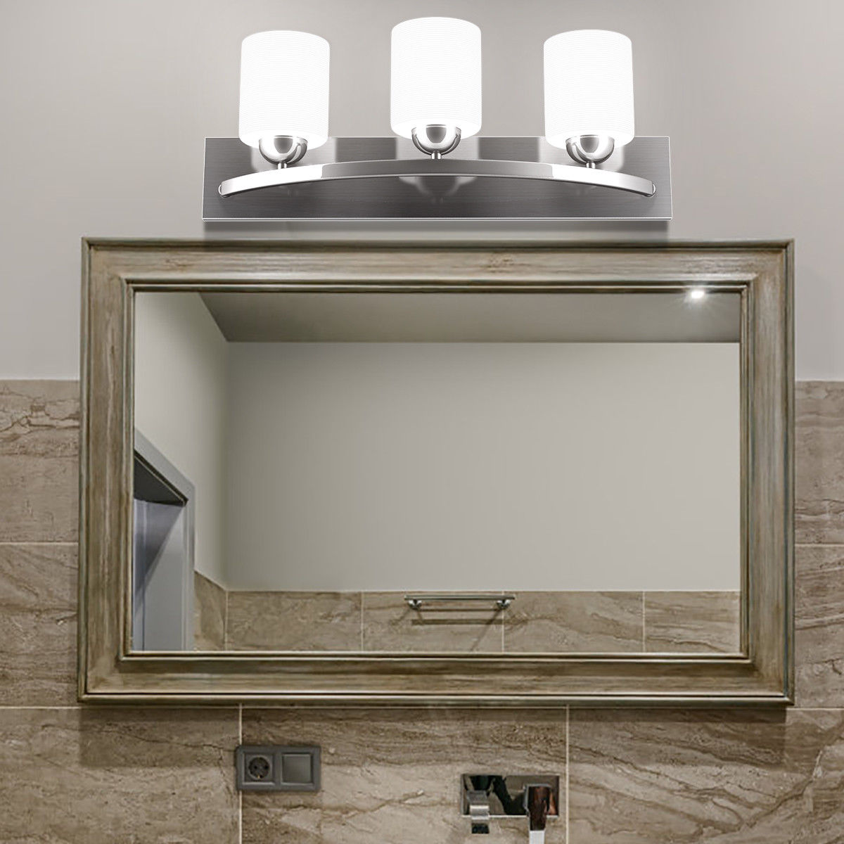 Costway 3 Light Glass Wall Sconce Modern Pendant Lampshade Fixture Vanity Metal Bathroom