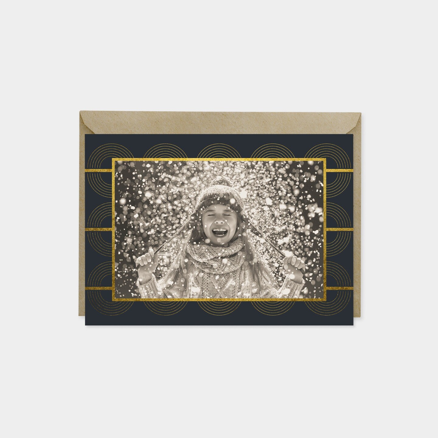 Holiday Photo Card, Elegant Art Deco